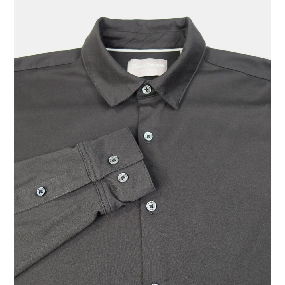 Hickey Freeman Long Sleeve Classic Fit Shirt Men's Size Small Black Cotton Knit